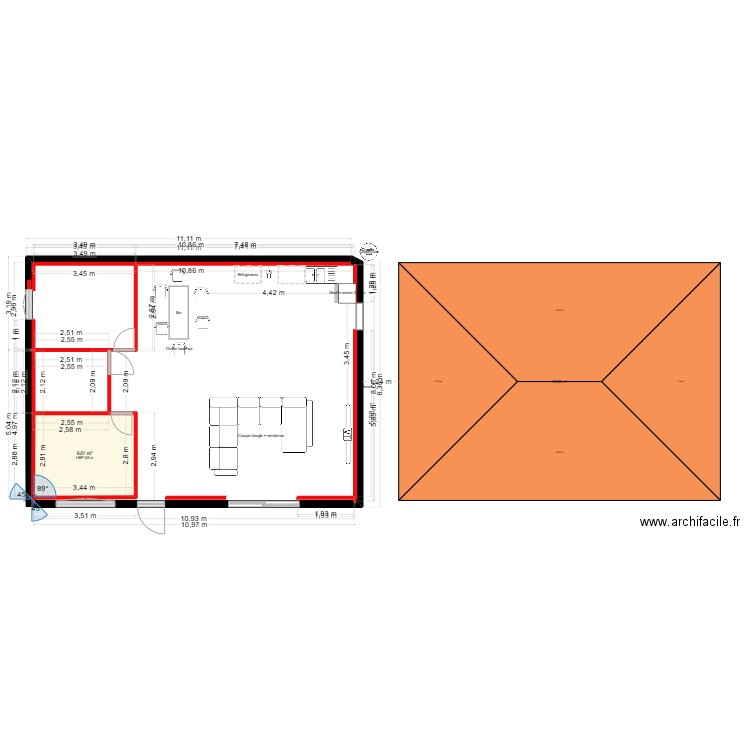 kelly 2. Plan de 2 pièces et 10 m2