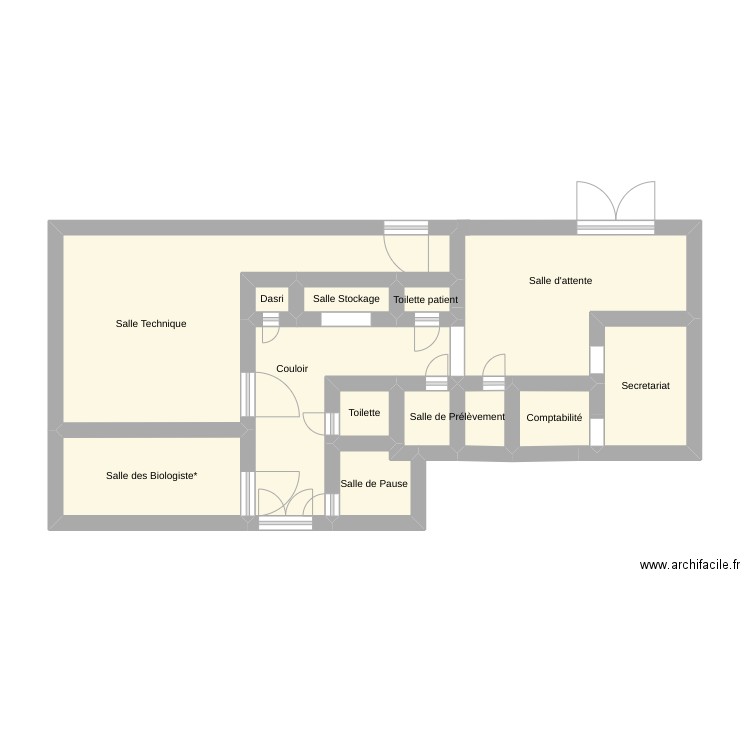 Plan Laboratoire. Plan de 13 pièces et 42 m2