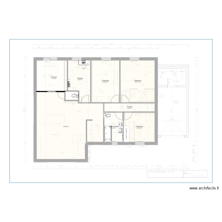 Selection travaux. Plan de 8 pièces et 110 m2