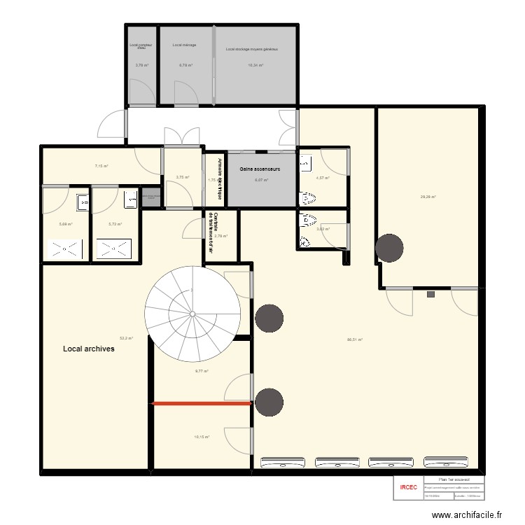 Plan 1er sous-sol. Plan de 18 pièces et 250 m2