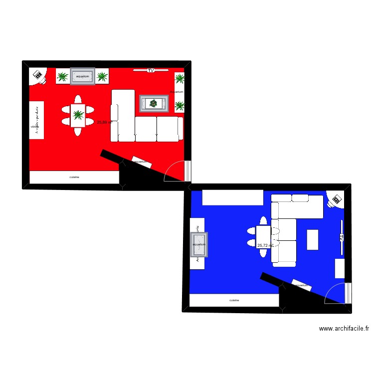 Appart 2. Plan de 4 pièces et 53 m2