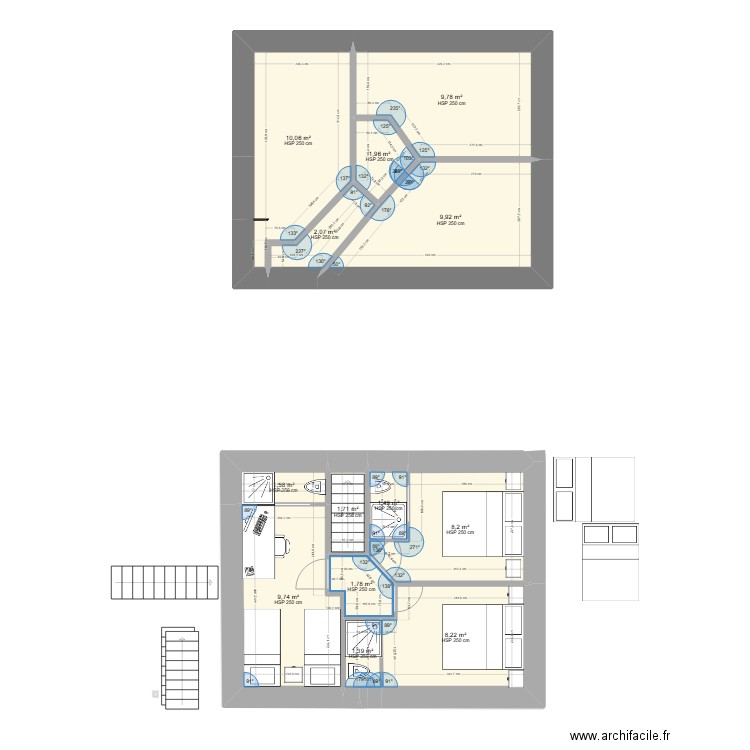 gautrais colimacon. Plan de 41 pièces et 317 m2