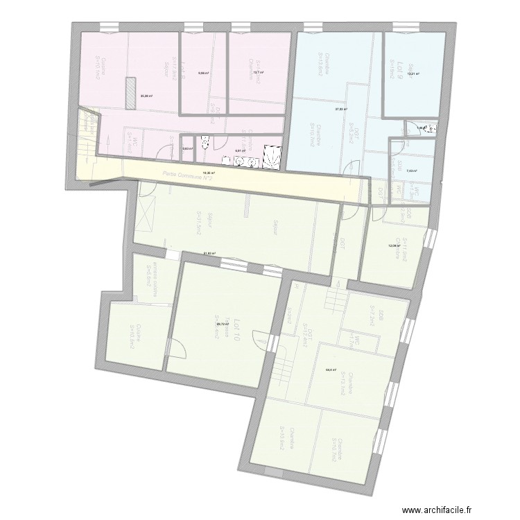 GRAVESON R+1. Plan de 14 pièces et 302 m2