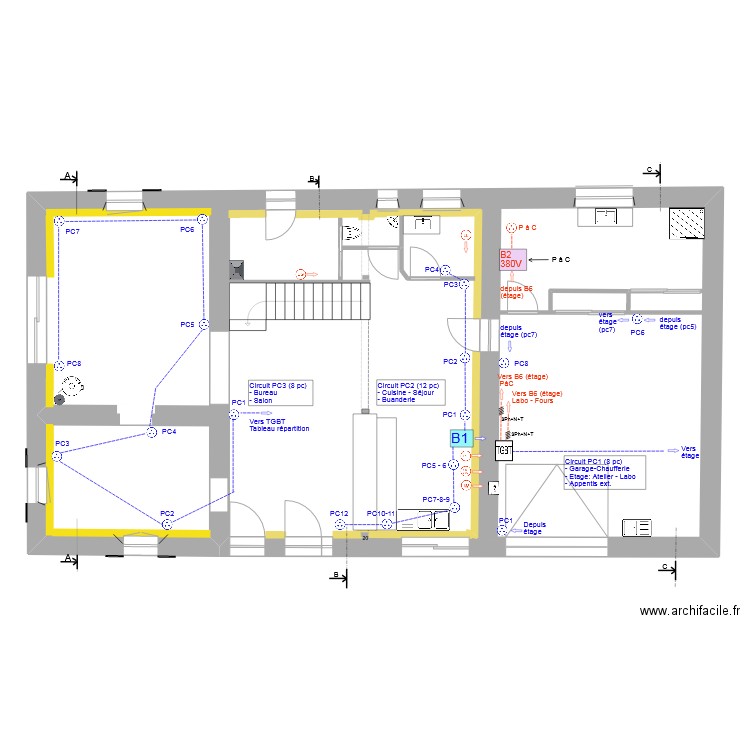 RDC_Electricité_Prise_V1. Plan de 1 pièce et 154 m2