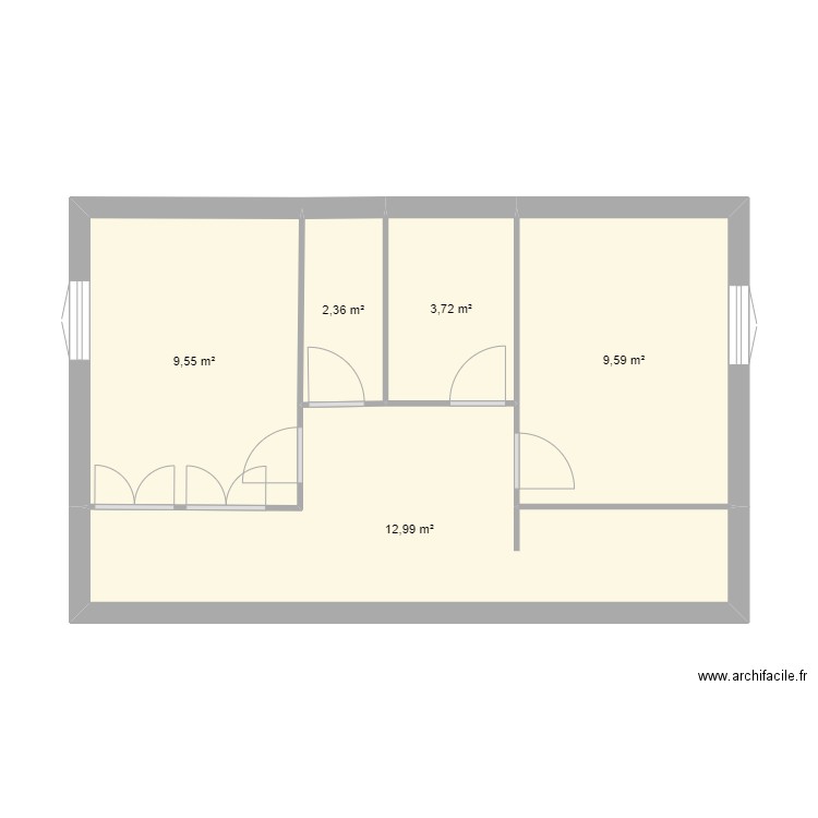 Les Bott. Plan de 5 pièces et 38 m2