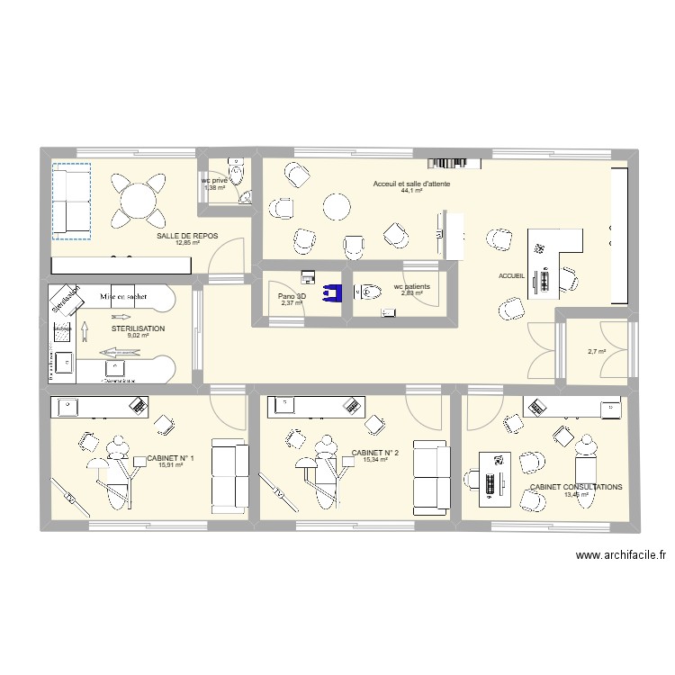 Plan cabinet 9 av stade v4. Plan de 10 pièces et 120 m2