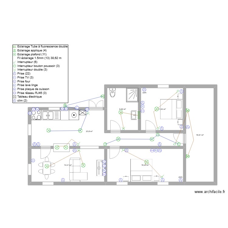 josh 2. Plan de 6 pièces et 92 m2