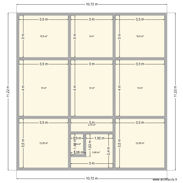 debaucher. Plan de 11 pièces et 104 m2