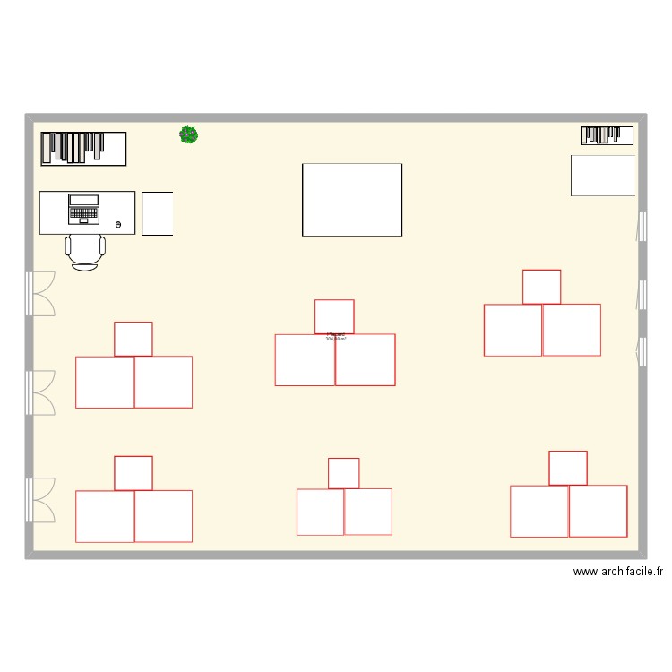 salle de classe. Plan de 1 pièce et 307 m2