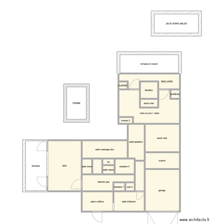 la grange aux abeilles . Plan de 28 pièces et 97 m2