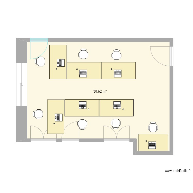 Plan Bureau 3. Plan de 1 pièce et 31 m2