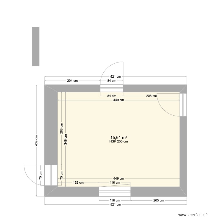 PlanBLCSalleamangerrez. Plan de 1 pièce et 16 m2