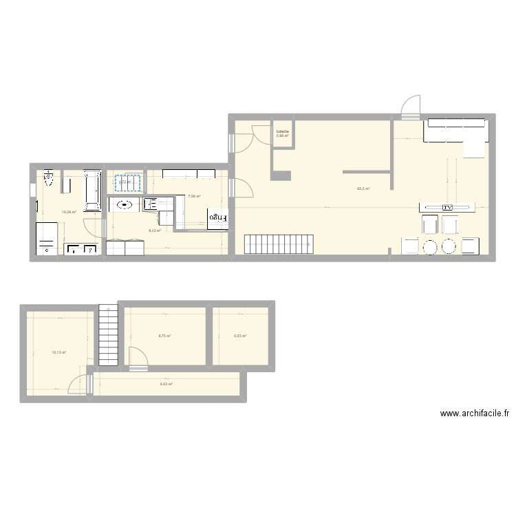 maison 3. Plan de 10 pièces et 122 m2