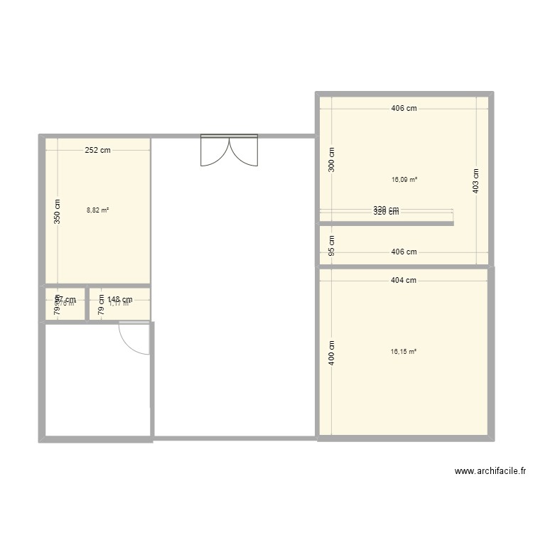 HERGNIES. Plan de 5 pièces et 43 m2