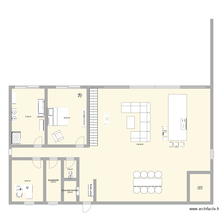 MAISON. Plan de 8 pièces et 203 m2