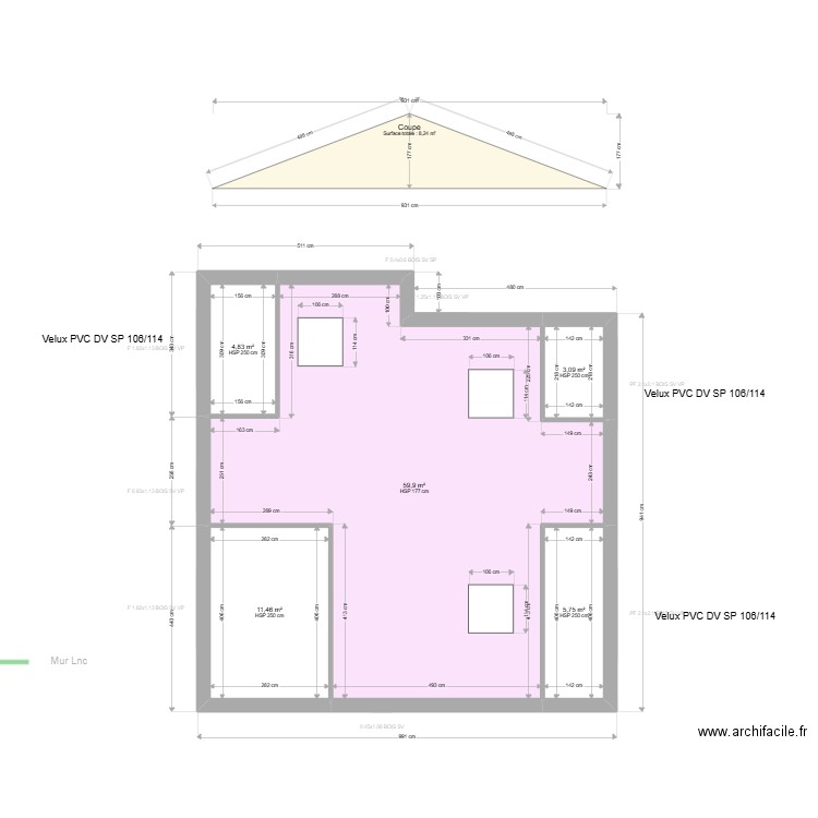 ML24016868. Plan de 25 pièces et 298 m2