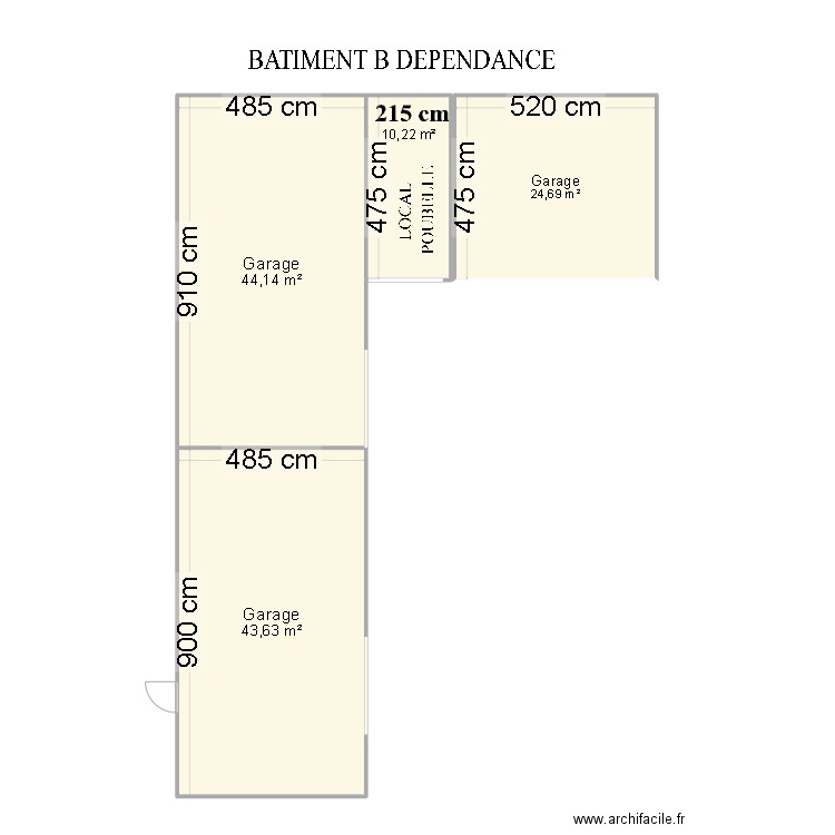 dependance. Plan de 4 pièces et 123 m2