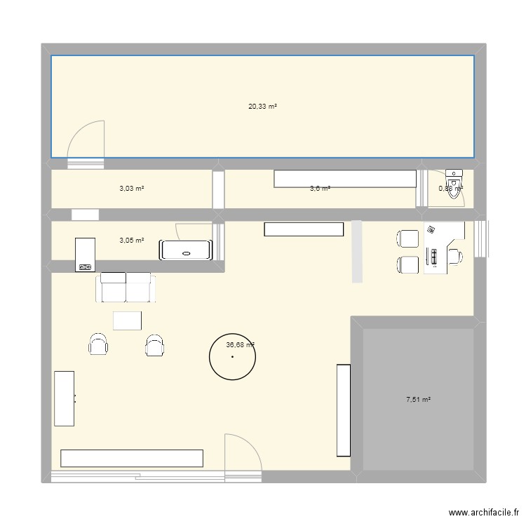 Locaux Veneux. Plan de 7 pièces et 75 m2