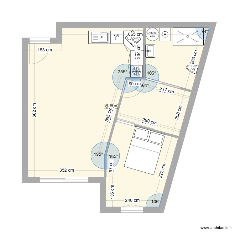 Carnot 4. Plan de 1 pièce et 50 m2