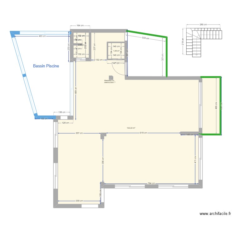 MORENO. Plan de 3 pièces et 127 m2