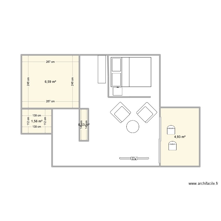 Appart Rimo. Plan de 4 pièces et 14 m2