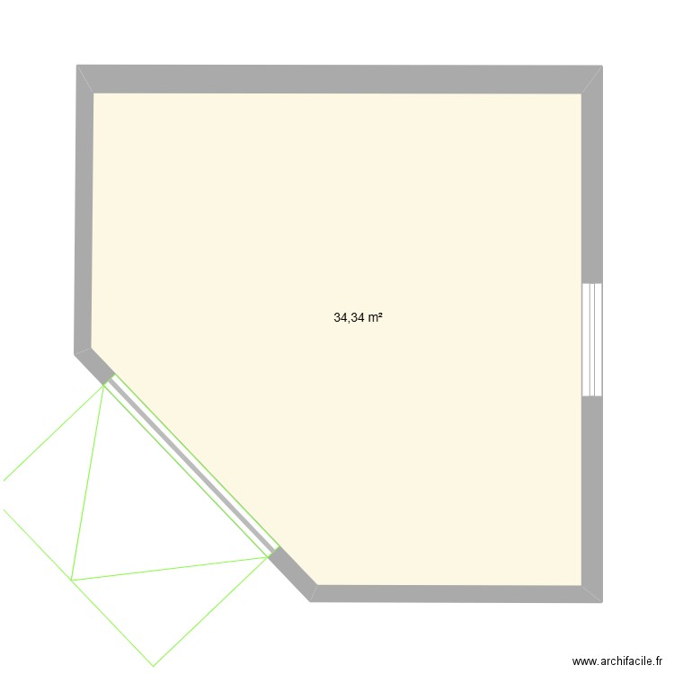 garage. Plan de 1 pièce et 34 m2