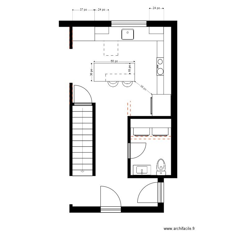 audette Cuisine 3. Plan de 2 pièces et 7 m2