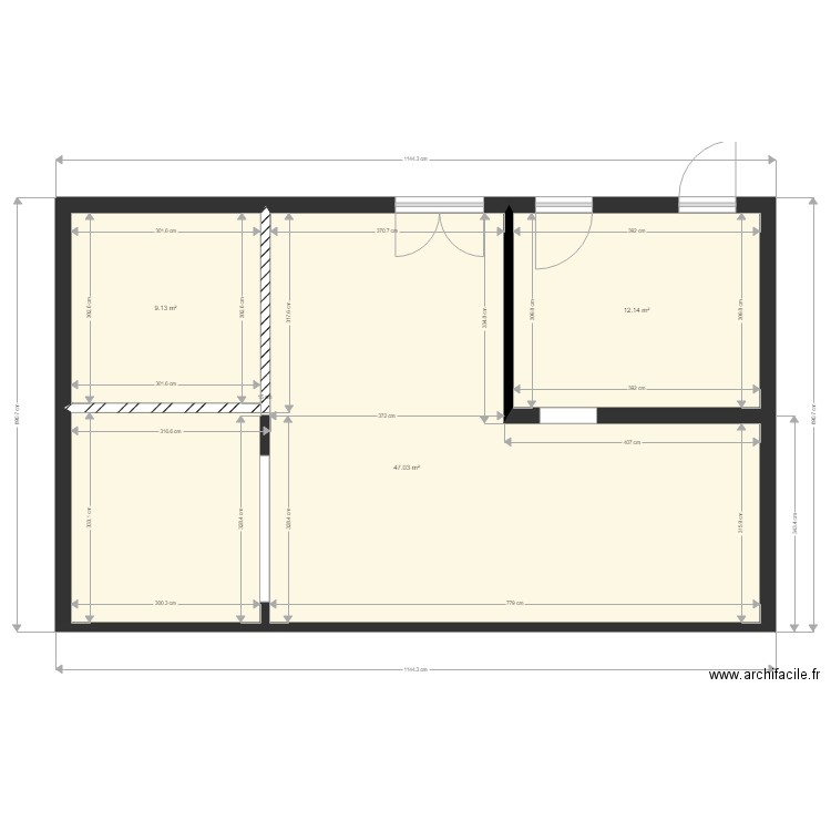 GMotte. Plan de 3 pièces et 68 m2