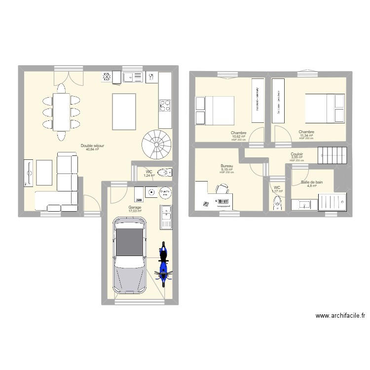 Maison Frégouville. Plan de 10 pièces et 101 m2