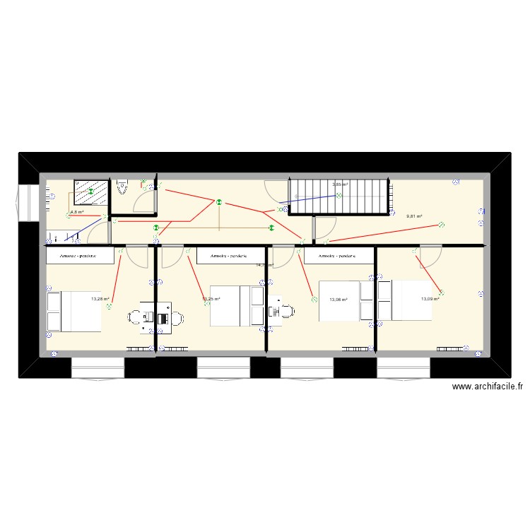 Etage 1jommmm. Plan de 8 pièces et 168 m2