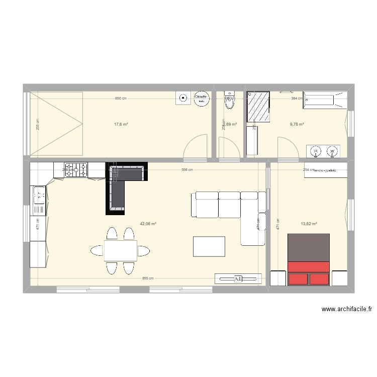 projet 001. Plan de 5 pièces et 86 m2