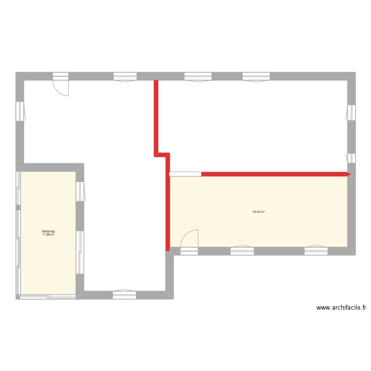 Maison de Saint Agathon murs porteurs. Plan de 2 pièces et 51 m2