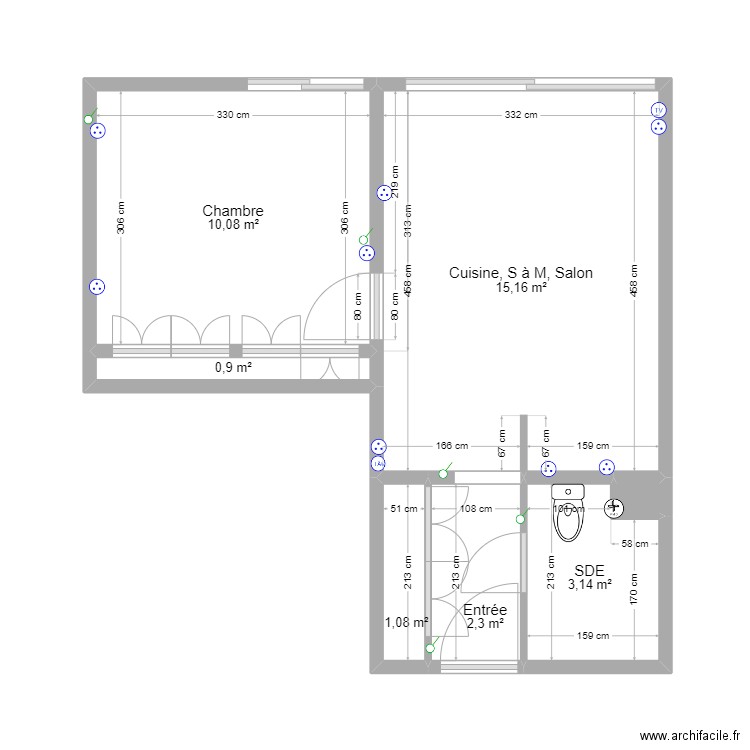 appartement Nimes T2 ( 2 ). Plan de 7 pièces et 33 m2