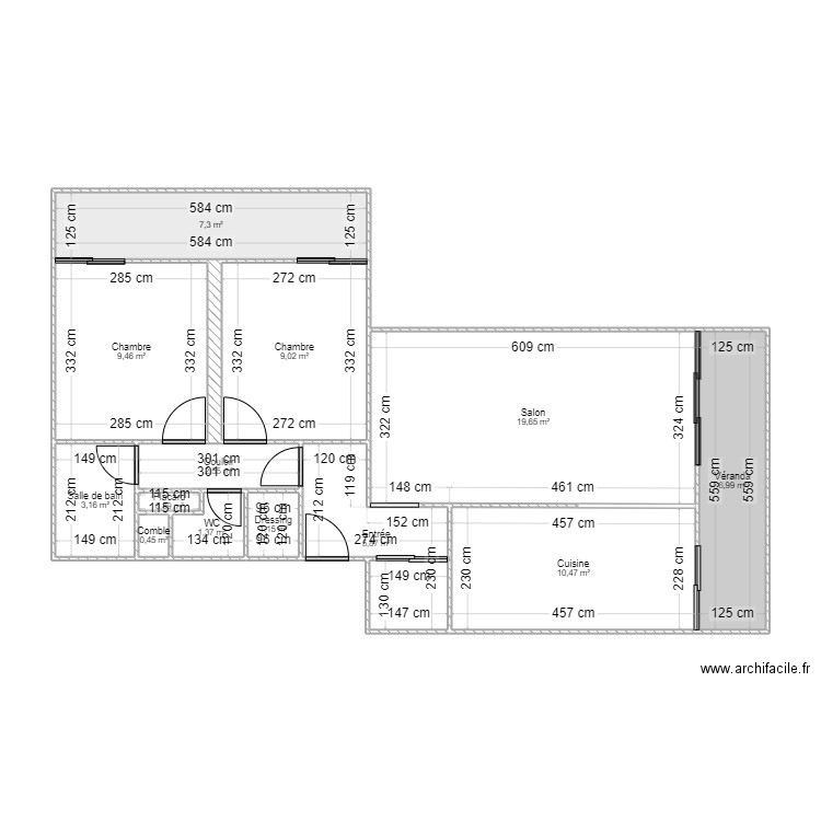 APPARTEMENT. Plan de 13 pièces et 78 m2