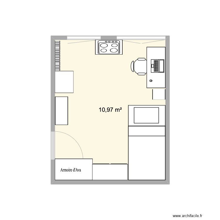 chambre enfants. Plan de 1 pièce et 11 m2