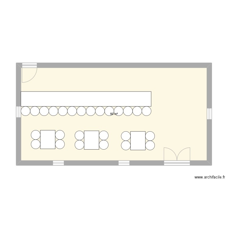 Taverne Torus. Plan de 1 pièce et 50 m2