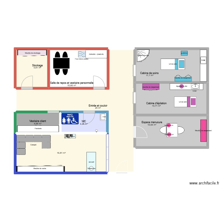 Institut de rêve . Plan de 9 pièces et 99 m2