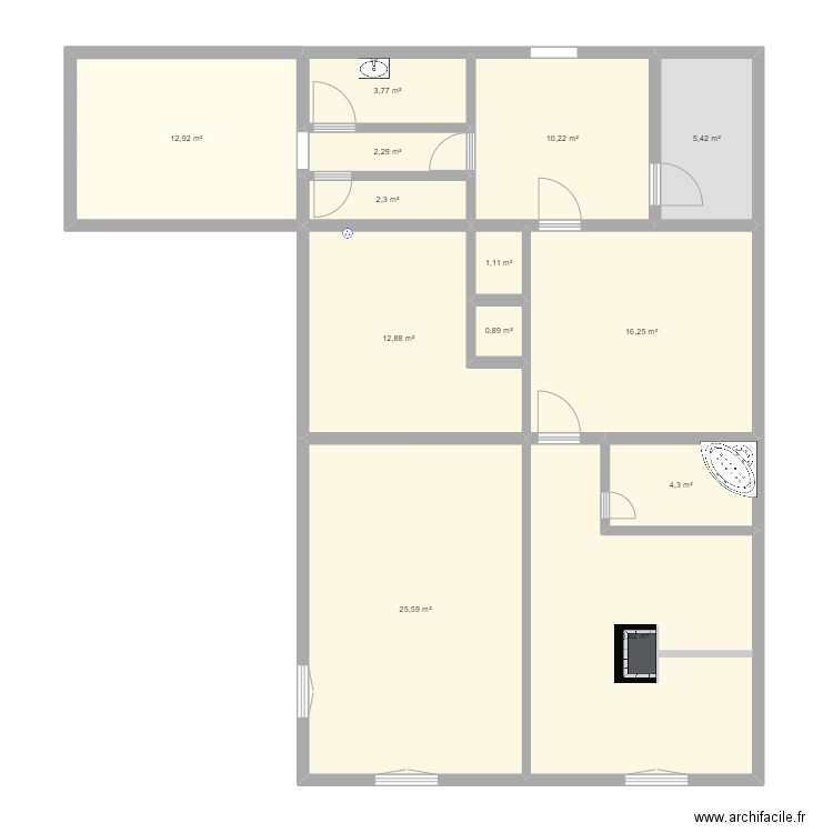 maison henri fabre. Plan de 13 pièces et 120 m2