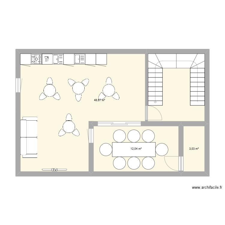 Loré R3. Plan de 3 pièces et 64 m2