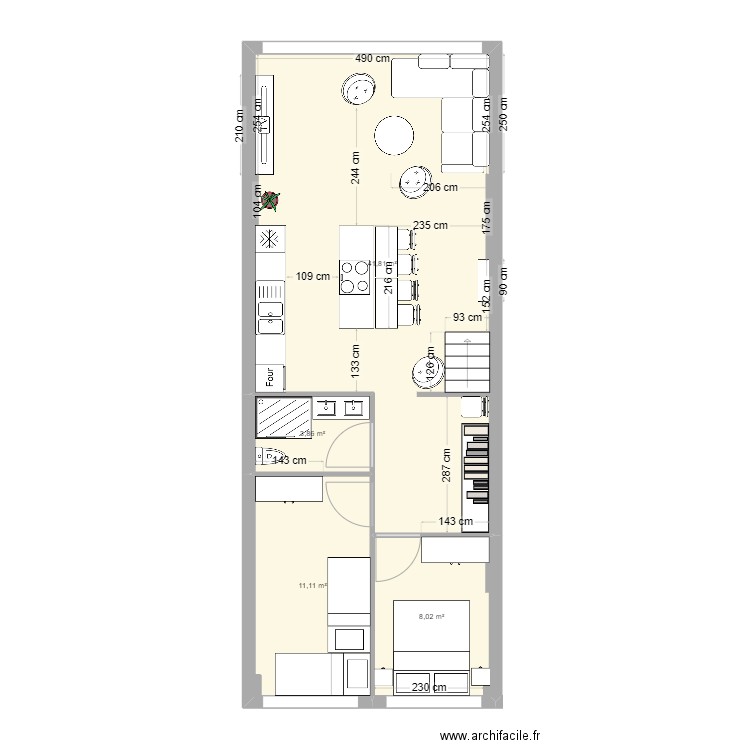 Platja R+1. Plan de 4 pièces et 65 m2