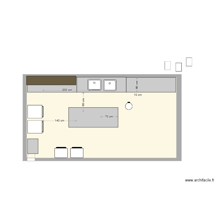 CUISINE FOX. Plan de 1 pièce et 20 m2