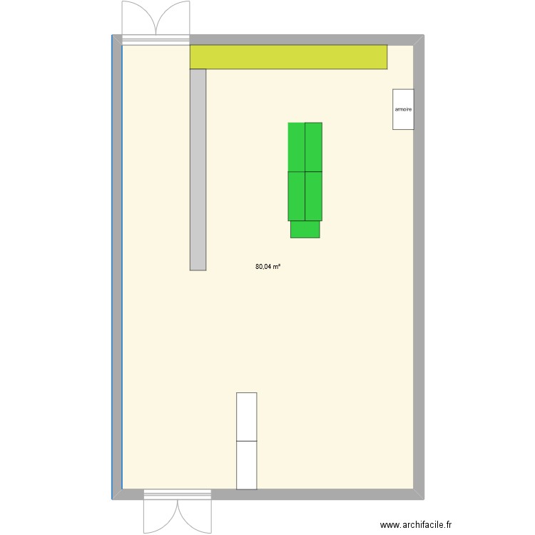 travail atelier. Plan de 1 pièce et 80 m2