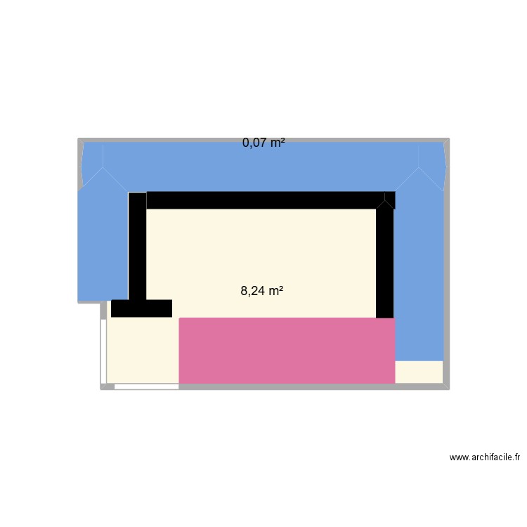 train01. Plan de 2 pièces et 8 m2