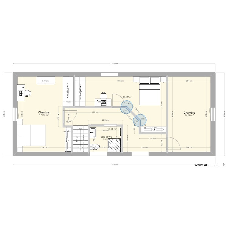 Etage 3. Plan de 5 pièces et 61 m2