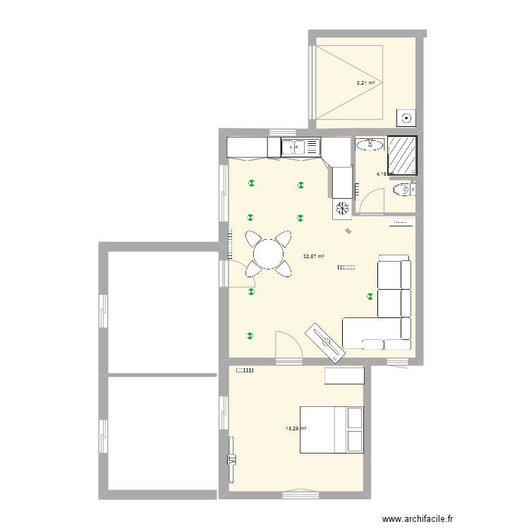 610 ch du château. Plan de 4 pièces et 60 m2