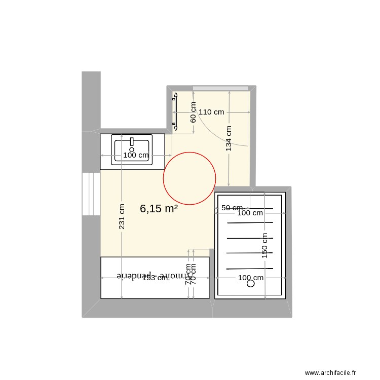 SdBIsa_v4. Plan de 1 pièce et 6 m2