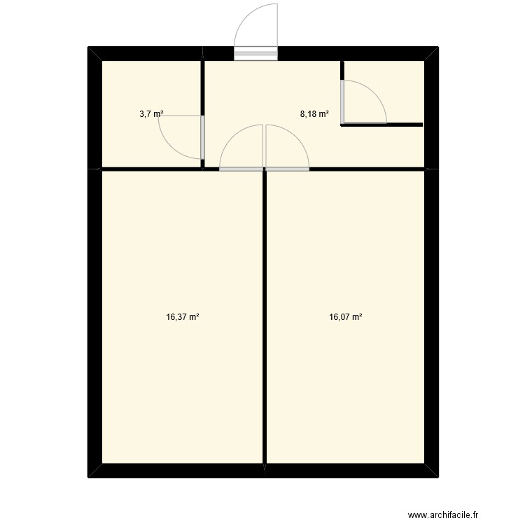 saverio. Plan de 4 pièces et 44 m2