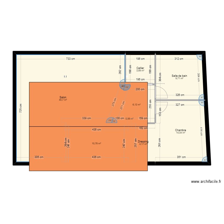 projet 2. Plan de 8 pièces et 89 m2