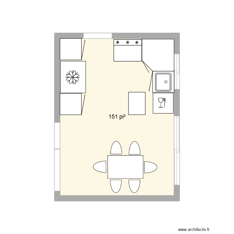 cuisine Danielle-Henri. Plan de 1 pièce et 14 m2