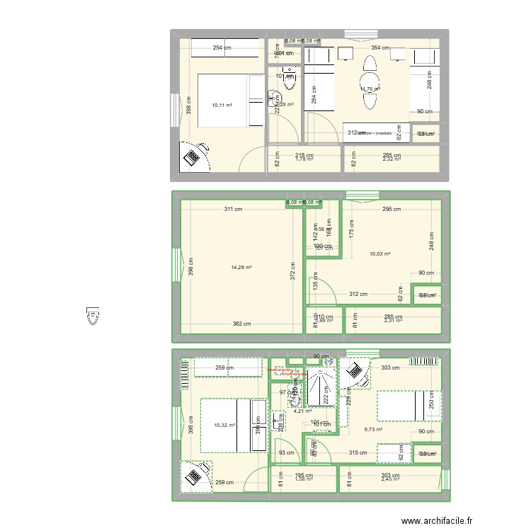 Chanturgue etage V1. Plan de 26 pièces et 89 m2